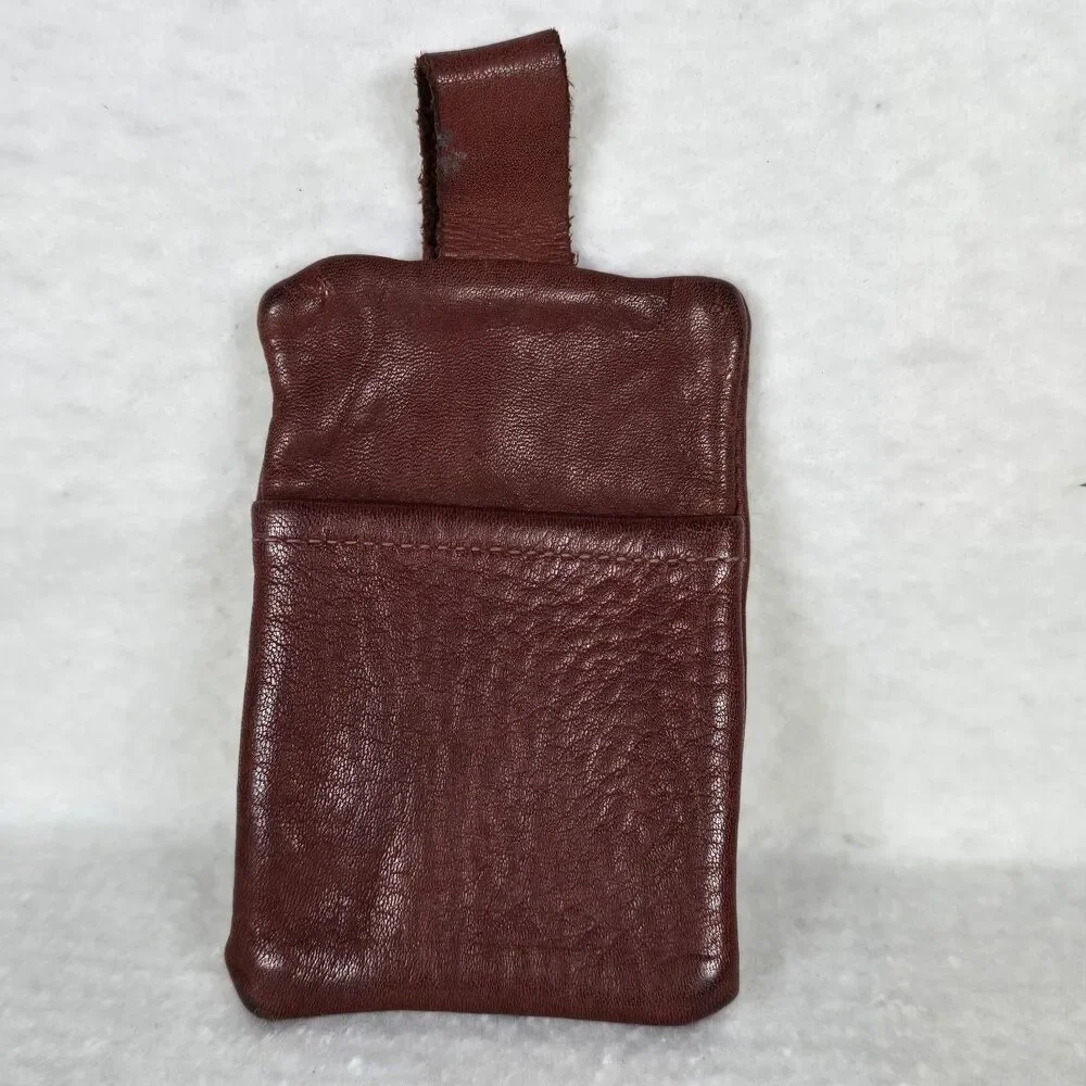Reddish Brown Leather Coin Purse Keychain Wallet